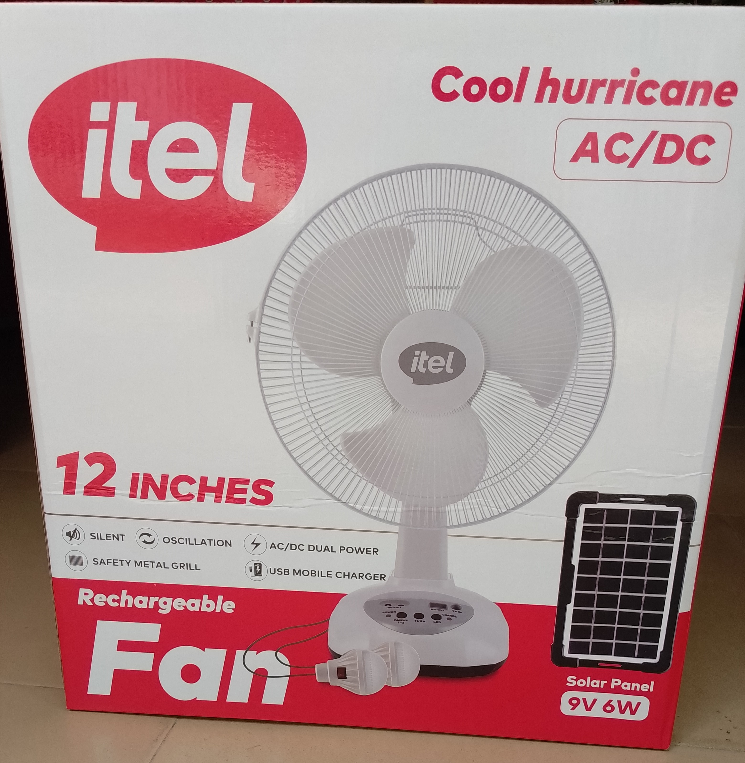 12inches itel rechargeable fan