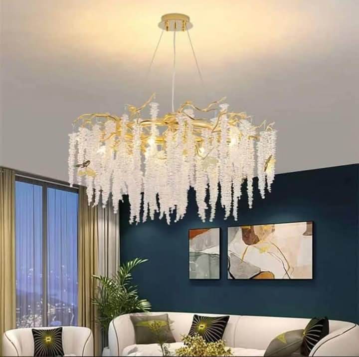 crystal chandelier white and gold